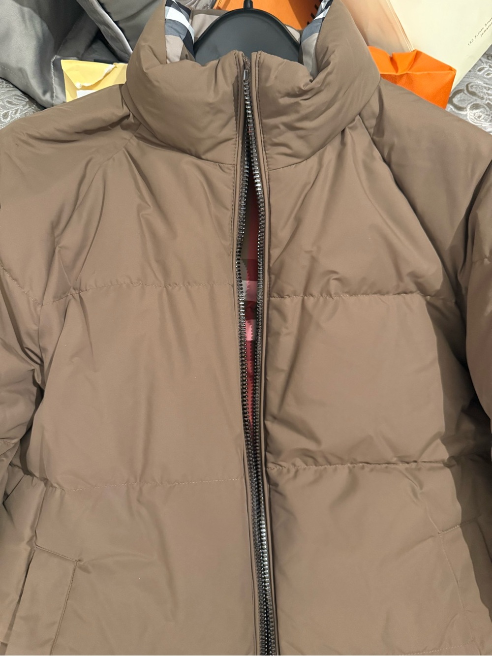 Burberry Brown and Brown Reversible Classic Check Puffer Jacket - Picture 9 of 11
